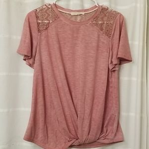 Pink lace tee